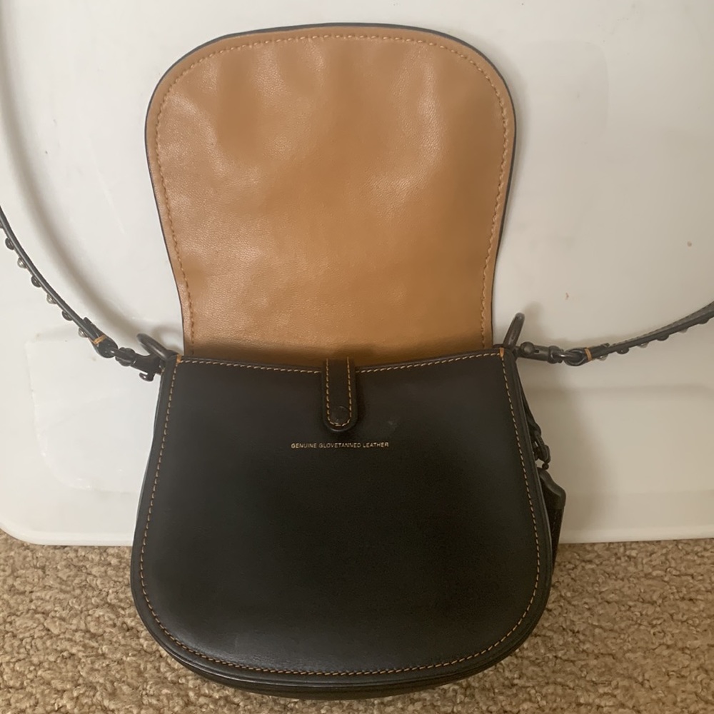 Coach WesternRivet Leather Saddle Bag, Black Gem